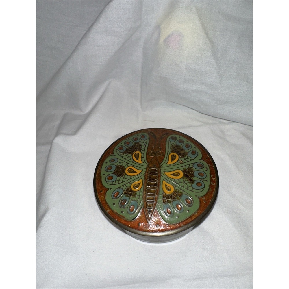 Butterfly Brass Box 4 Inch Trinket Box‎ Enamel Design Whimsygoth